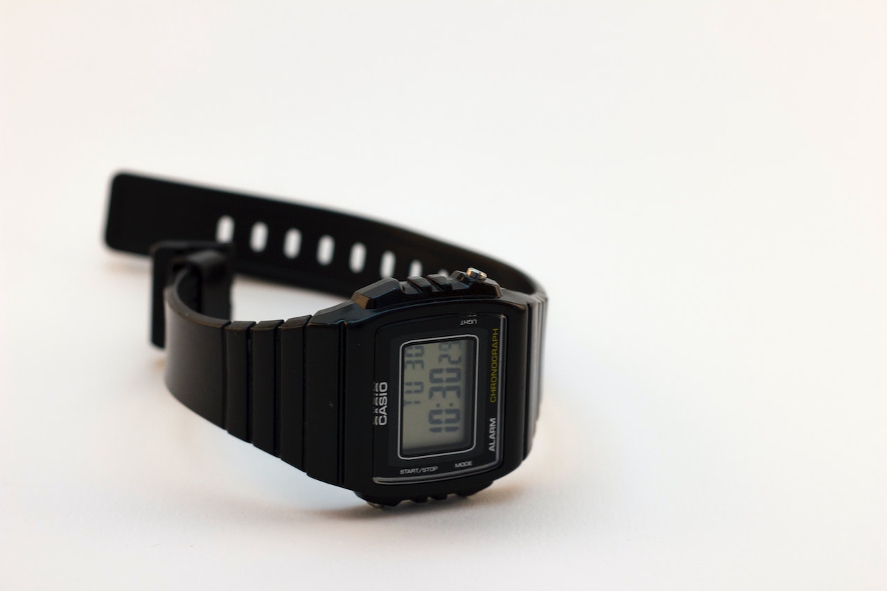 A casio digital wristwatch