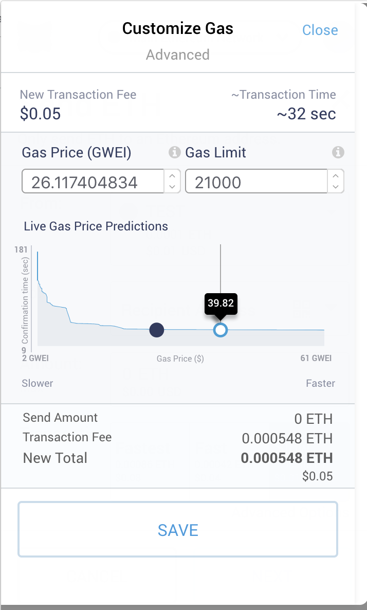 Advanced transaction settings in Metamask